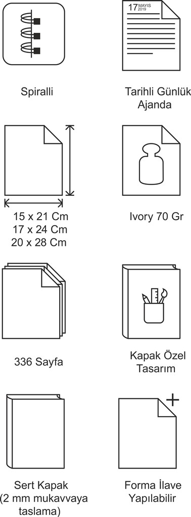 Taslama Kapak Spiralli Günlük Ajanda